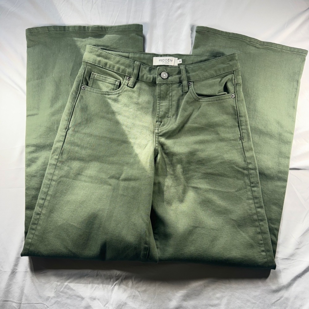 Hidden Jeans Olive Green Wide Leg High Rise Pants Womens 26 Inseam 31" - Picture 4 of 6